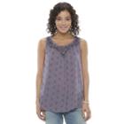 Juniors' Mudd&reg; Embroidered Yoke Tank, Girl's, Size: Large, Med Purple