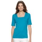 Women's Croft & Barrow&reg; Squareneck Tee, Size: Xl, Turquoise/blue (turq/aqua)
