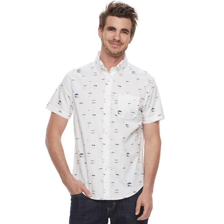Men's Sonoma Goods For Life&trade; Flexwear Modern-fit Poplin Button-down Shirt, Size: Xl, Natural