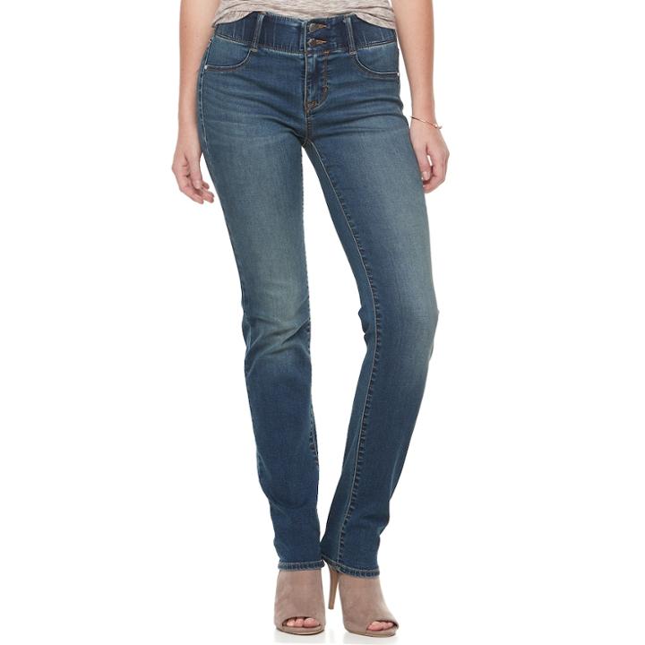 Women's Apt. 9&reg; Comfort Waistband Straight-leg Jeans, Size: 12, Med Blue