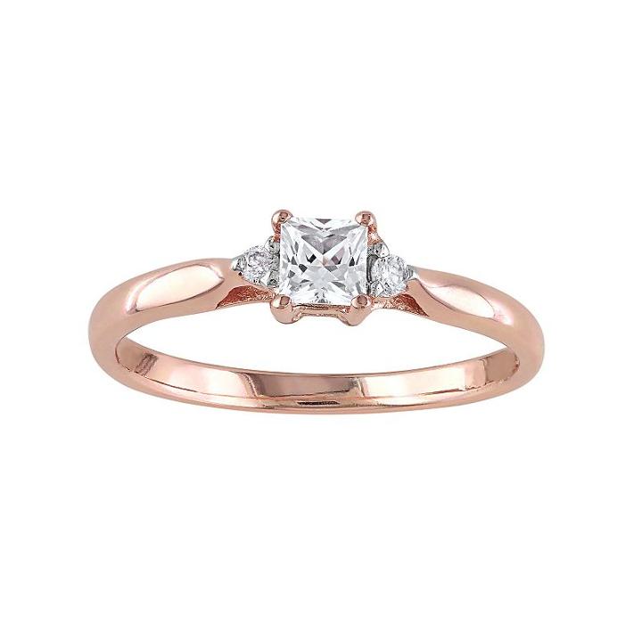 Sterling Silver Lab-created White Sapphire & Diamond Accent Ring, Women's, Size: 7