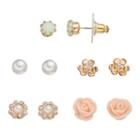 Lc Lauren Conrad Flower Stud Earring Set, Women's, Gold