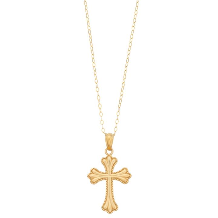 10k Gold Scalloped Cross Pendant Necklace, Women's, Size: 18