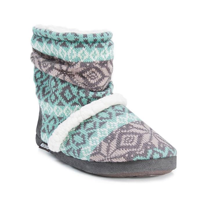 Muk Luks Women's Knit Slouchy Bootie Slippers, Size: Small, Green