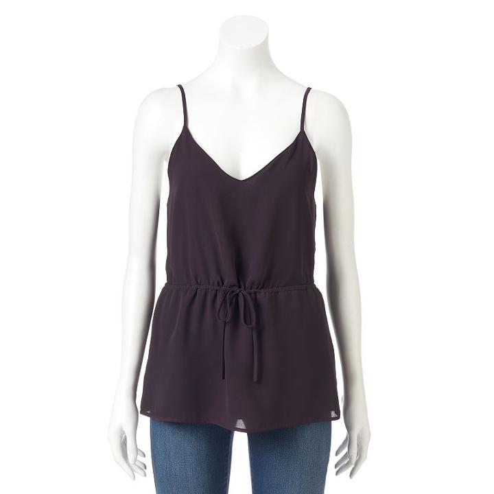 Women's Apt. 9&reg; Drawstring Crepe Tank, Size: Large, Purple