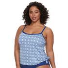 Plus Size Apt. 9&reg; Printed Faux-tankini One-piece Swimsuit, Women's, Size: 2xl, Dark Blue