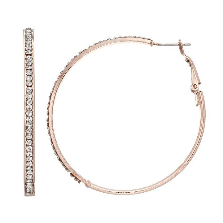 Mudd&reg; Nickel Free Simulated Crystal Hoop Earrings, Women's, Pink Other