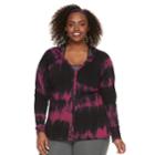 Plus Size Balance Collection Tie-dye Zip Front Hoodie, Women's, Size: 1xl, Red Overfl