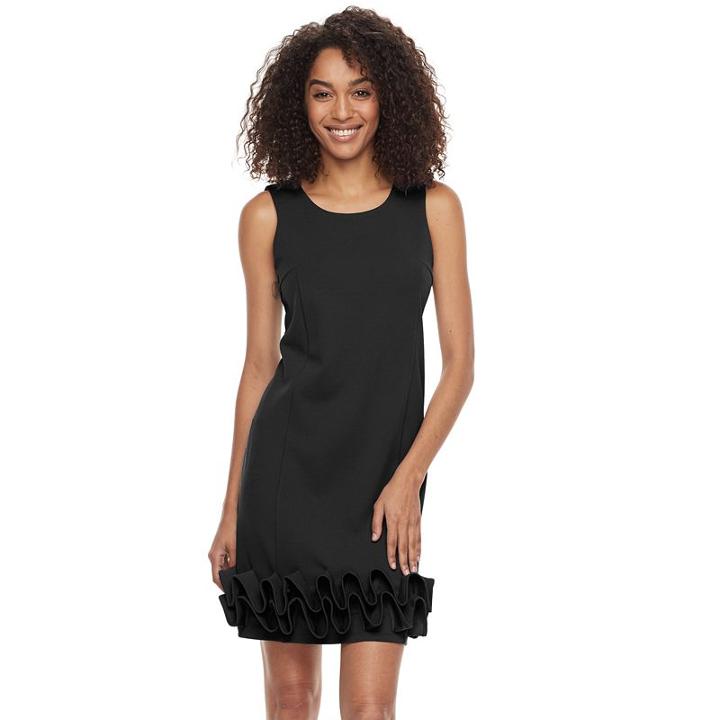 Women's Nina Leonard Wave Shift Dress, Size: Xl, Black