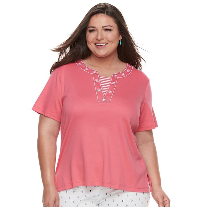 Plus Size Cathy Daniels Stars & Stripes Top, Women's, Size: 1xl, Med Orange