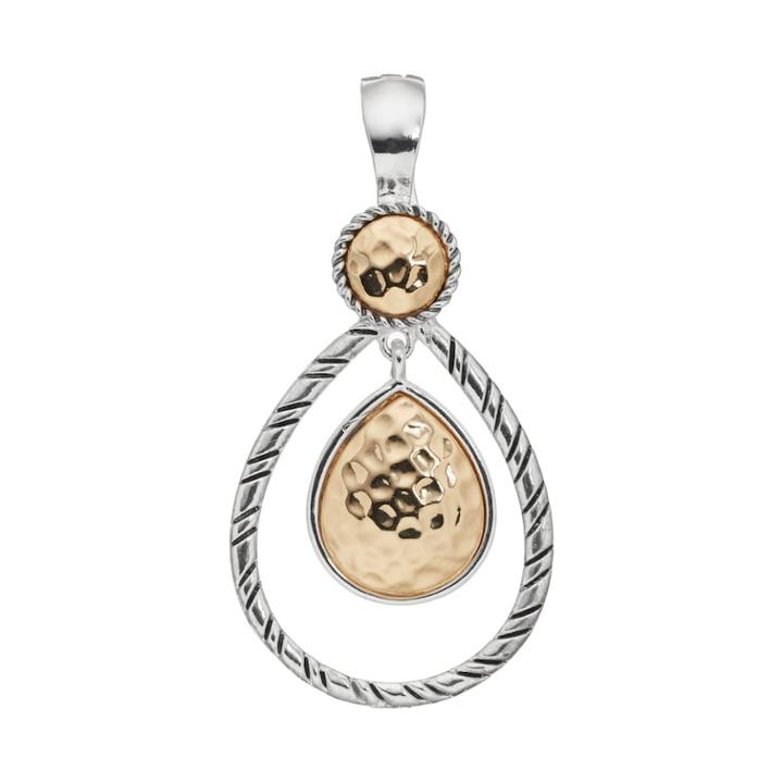 Wearable Art Two Tone Hammered Rope Teardrop Pendant, Women's, Multicolor