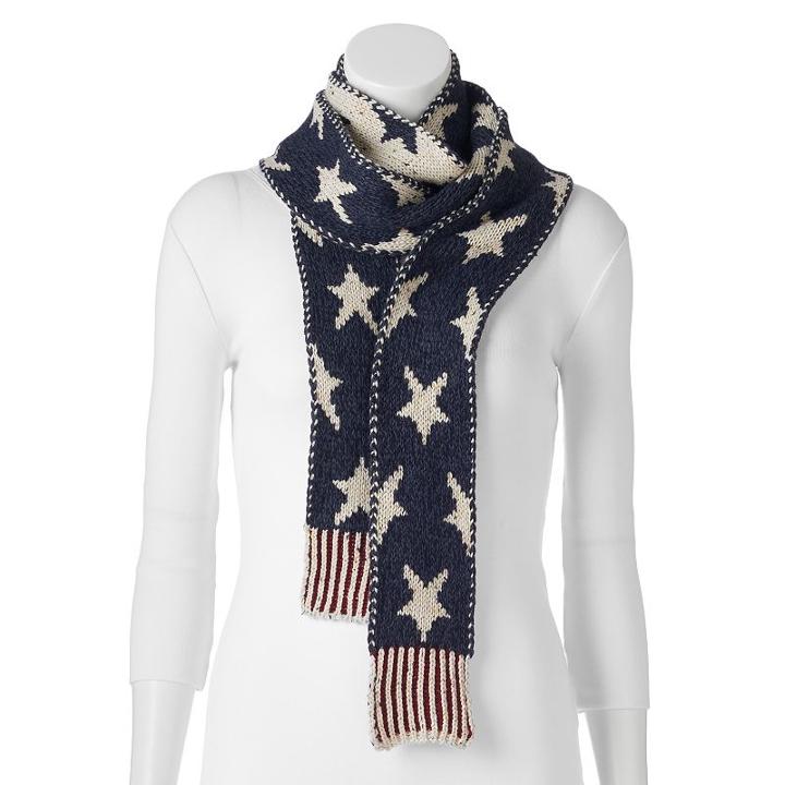 Muk Luks Patriotic Stars & Stripes Skinny Scarf, Women's, Blue (navy)