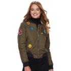 Juniors' Sebby Flight Bomber Jacket, Teens, Size: Large, Dark Green