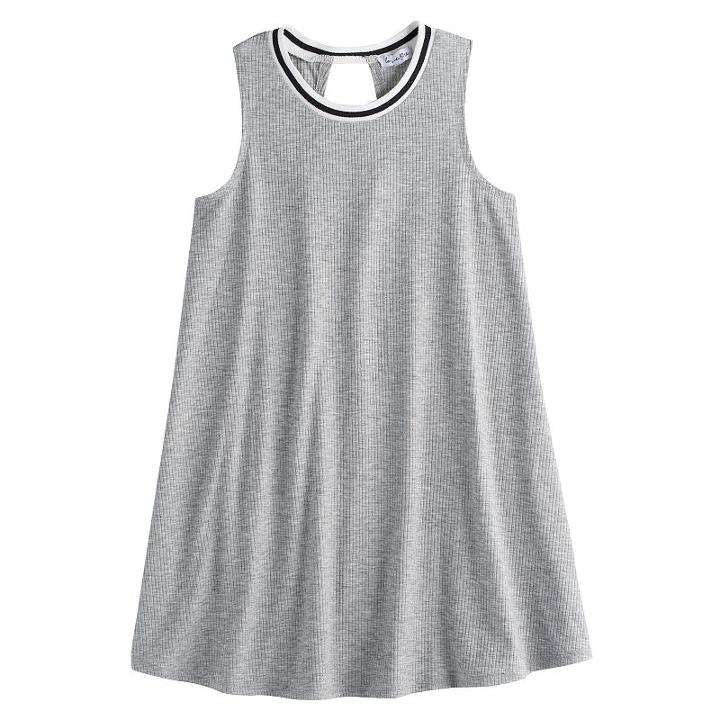 Girls 7-16 Love, Fire Ribbed Ringer Tank Dress, Girl's, Size: Xl, Med Grey