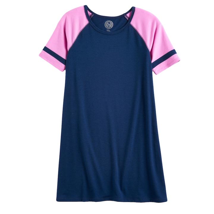 Girls 7-16 So&reg; Raglan Varsity Tee Dress, Size: L/12, Dark Blue