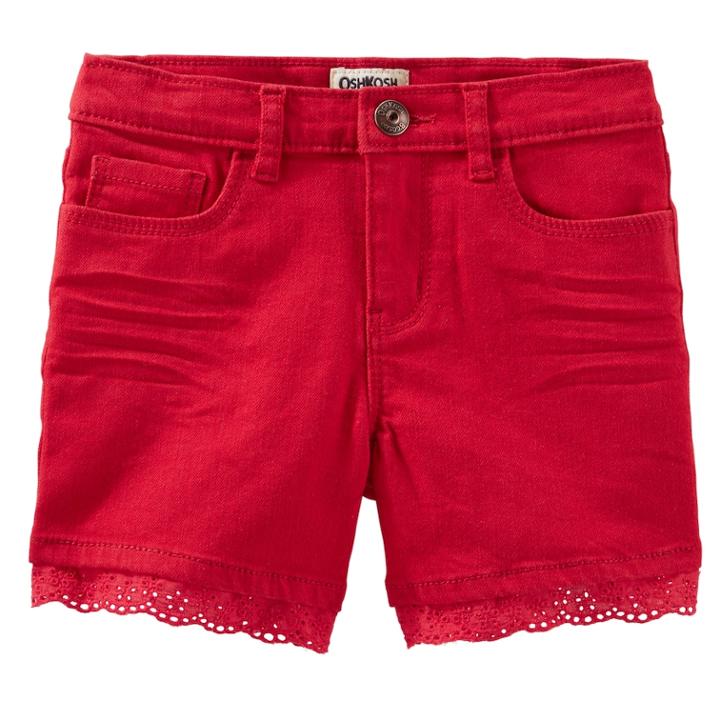 Girls 4-12 Oshkosh B'gosh&reg; Eyelet-trim Shorts, Size: 4, Red