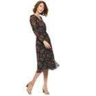 Women's Popsugar Print Smocked Midi Dress, Size: Small, Black