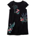 Girls 4-8 Carter's Floral Velvet Dress, Size: 4, Black