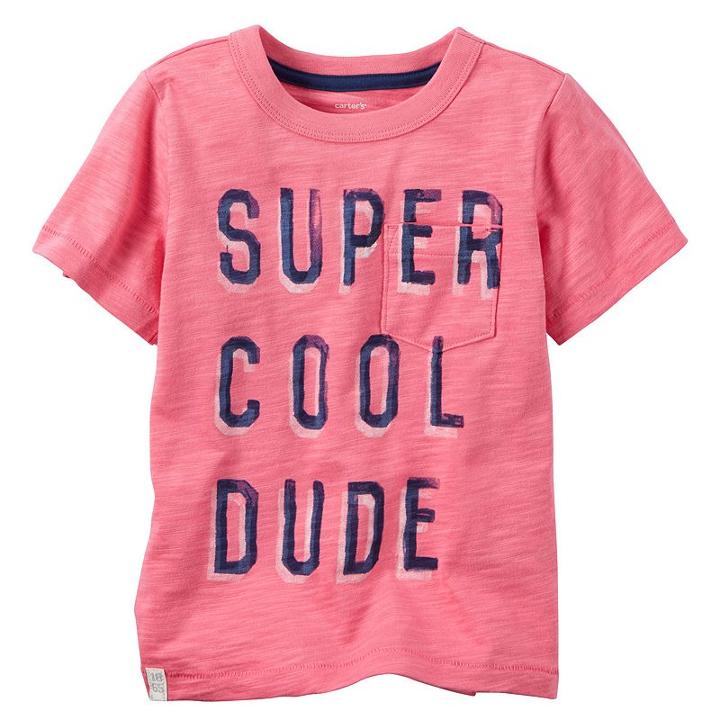 Boys 4-8 Carter's Short Sleeve Super Cool Dude Pocket Tee, Boy's, Size: 8, Pink