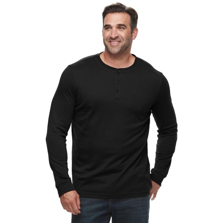 Big & Tall Croft & Barrow&reg; Classic-fit Easy-care Henley, Men's, Size: 3xl Tall, Black