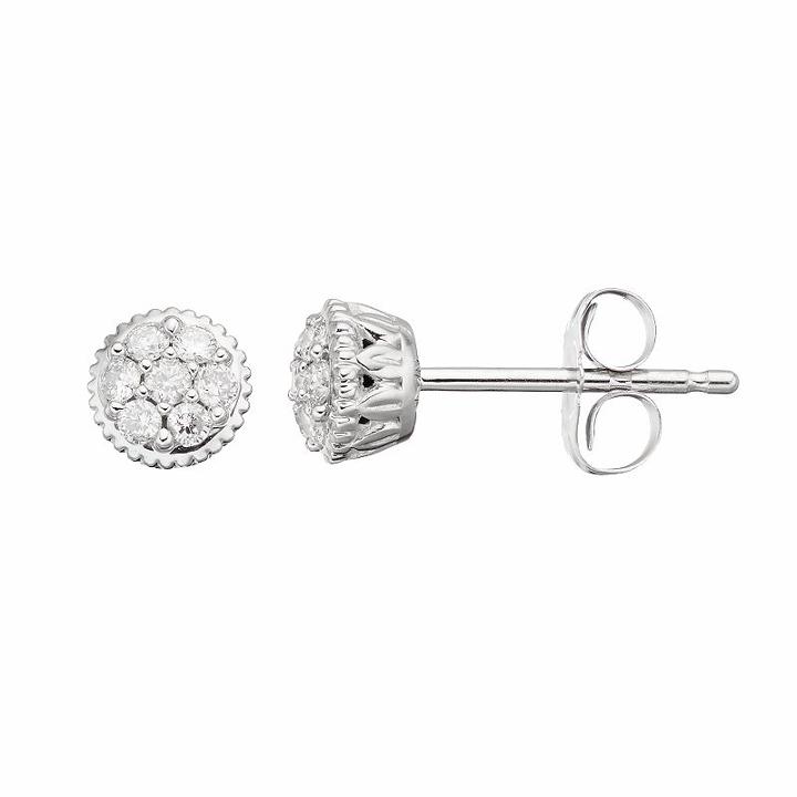 Lc Lauren Conrad 10k White Gold 1/8 Carat T.w. Diamond Cluster Stud Earrings, Women's