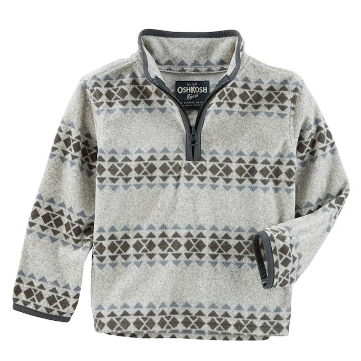 Boys 4-12 Oshkosh B'gosh&reg; Tribal 1/4 Zip Pullover Fleece Top, Size: 7, Gray