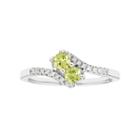 Sterling Silver Peridot Two Stone & Diamond Accent Bypass Ring, Women's, Size: 7, Green