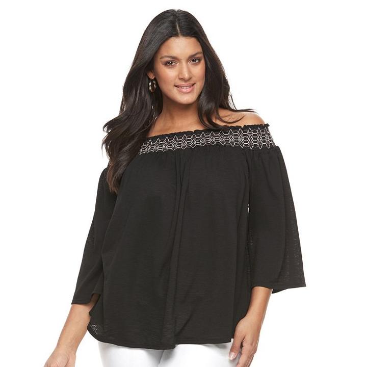 Plus Size Apt. 9 Smocked Off-the-shoulder Top, Women's, Size: 4xl, Oxford