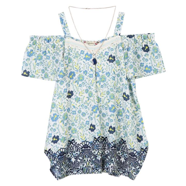 Girls 7-16 Speechless Cold Shoulder Tunic Top With Necklace, Size: Large, White