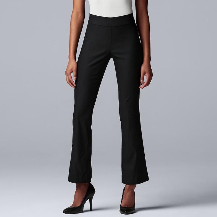 Petite Simply Vera Vera Wang Modern Twill Mid-rise Bootcut Pants, Women's, Size: M Petite, Black