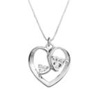 Timeless Sterling Silver Cubic Zirconia Two Hearts One Love Pendant, Women's, Grey