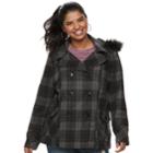 Juniors' Plus Size Urban Republic Wool Double-breasted Peacoat, Teens, Size: 2xl, Light Grey