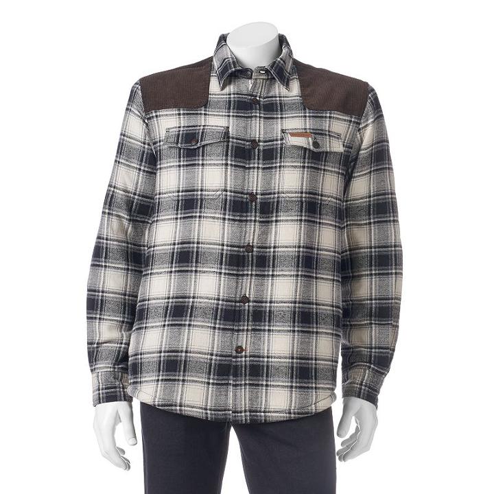 Men's Field & Stream Classic-fit Plaid Sherpa-lined Shirt Jacket, Size: Xl, Natural