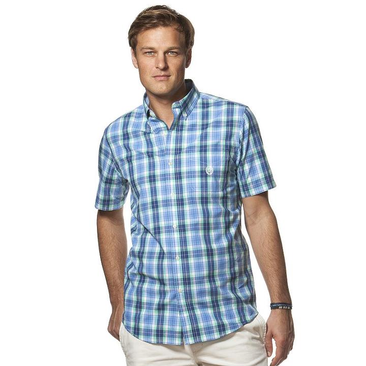 Big & Tall Chaps Classic-fit Plaid Poplin Button-down Shirt, Men's, Size: 2xb, Blue