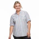 Plus Size Croft & Barrow&reg; Roll-tab Woven Shirt, Women's, Size: 2xl, Med Pink