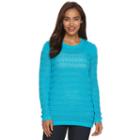 Women's Caribbean Joe Pointelle Crewneck Sweater, Size: Small, Blue Other