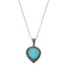 Tori Hill Sterling Silver Simulated Turquoise & Marcasite Teardrop Pendant, Women's, Size: 18, Multicolor