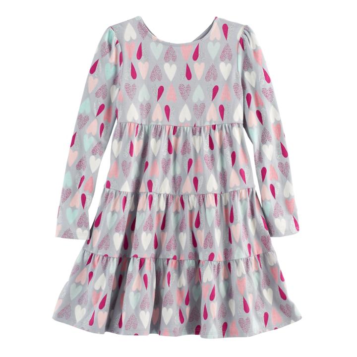 Girls 4-10 Jumping Beans&reg; Long-sleeved Tiered Dress, Size: 10, Med Grey