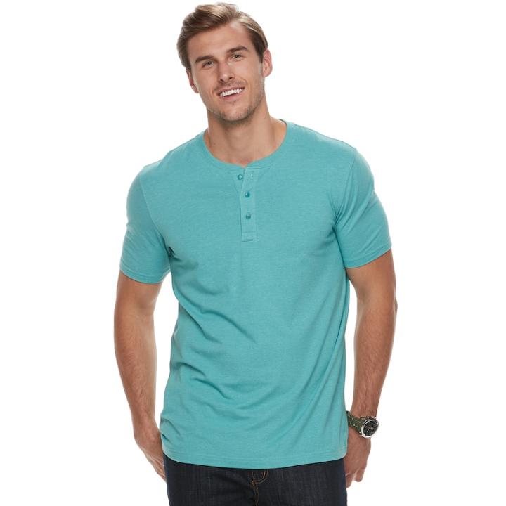Big & Tall Sonoma Goods For Life&trade; Supersoft Stretch Henley, Men's, Size: Xxl Tall, Turquoise/blue (turq/aqua)