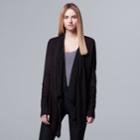 Women's Simply Vera Vera Wang Ribbed Flyaway Cardigan, Size: Xs, Black