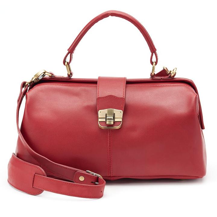 Amerileather Hillary Leather Ostrich Shoulder Bag, Women's, Red