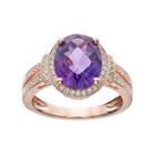 Sterling Silver Amethyst & Lab-created White Sapphire Halo Ring, Women's, Size: 7, Purple