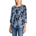 Women's Chaps Printed Georgette Blouse, Size: Small, Blue