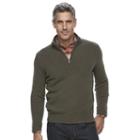 Men's Croft & Barrow&reg; True Comfort Classic-fit Quarter-zip Sweater, Size: Large, Dark Green