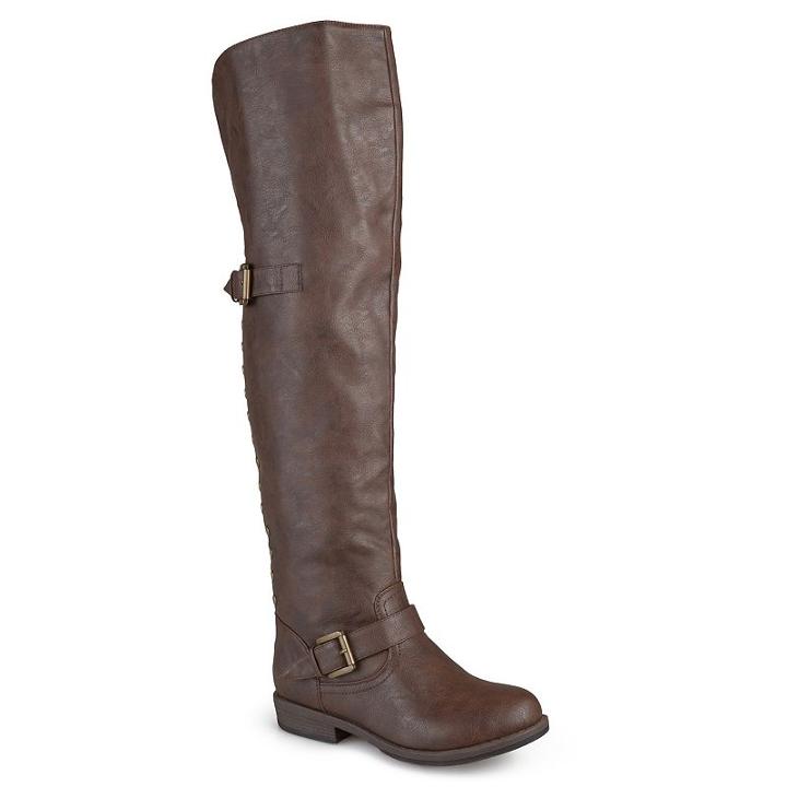Journee Collection Kane Womens Studded Over-the-knee Buckle Boots, Girl's, Size: 6, Brown
