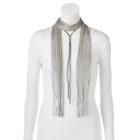 Mudd&reg; Striped Skinny Scarf & Bolo Necklace Set, Women's, Med Green
