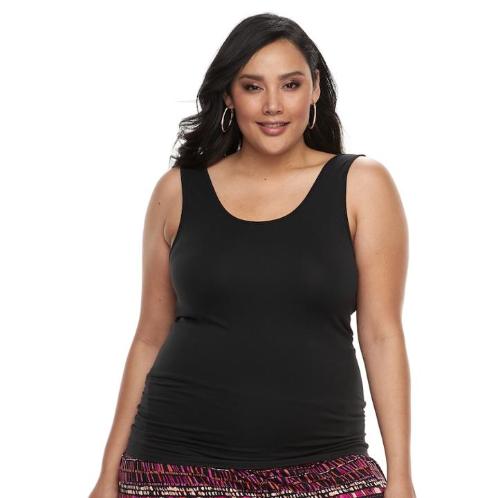 Plus Size Apt. 9&reg; Essential Reversible Seamless Tank, Women's, Size: 2xl, Black