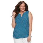 Plus Size Croft & Barrow&reg; Print Popover Sleeveless Top, Women's, Size: 2xl, Dark Blue