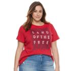 Plus Size Patriotic Graphic Crewneck Tee, Women's, Size: 2xl, Med Pink