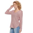 Juniors' Pink Republic Lace-up Side Sweater, Teens, Size: Xl, Purple Oth
